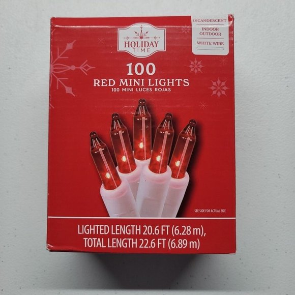 Holiday Time 100 Red Mini Lights White Wire New Open Box - Picture 1 of 11